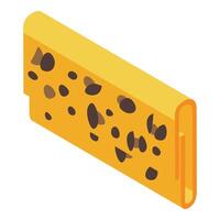Delicious chocolate chip cookie bar with chocolate chips isometric view vector