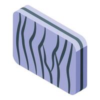 Fresh salmon fillet block showing fat lines isometric view vector