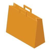 Yellow shopping bag standing with handles isometric view vector