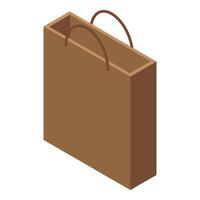 Brown paper bag standing up with handles isometric view vector
