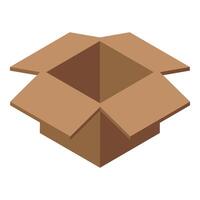 Open empty cardboard box isometric view vector