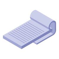 Notepad with curled corner showing lined paper for writing vector