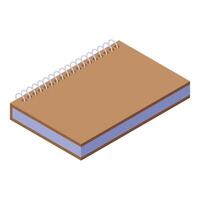 Brown spiral notebook isometric view with blank pages vector