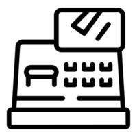 Cashier inserting credit card in dataphone for payment vector