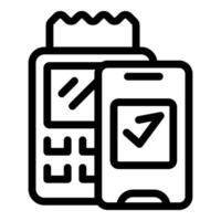Smartphone making mobile payment on pos terminal with check mark icon vector