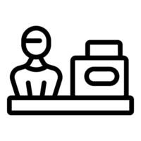 Cashier working at checkout counter in supermarket vector