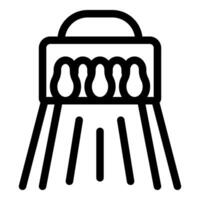 Bowling ball returning system launching bowling pins icon vector