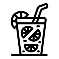 Refreshing summer cocktail with straw and lime slices icon vector