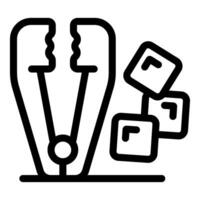 Ice tongs holding three ice cubes for refreshing cocktails vector