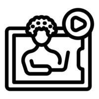 Online video course icon with teacher explaining during webinar vector