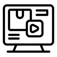 Computer showing online product packaging video tutorial vector