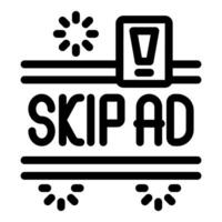 Skip ad button showing stop sign over video player vector