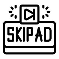 Skip ad button with arrow is appearing for video content vector