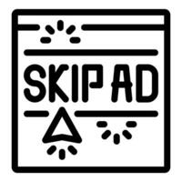 Skip ad button clicking with cursor representing online advertisement avoidance vector