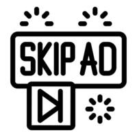 Skip ad button allowing user to skip advertisement vector