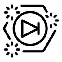 Skip button icon with fireworks celebrating ending vector