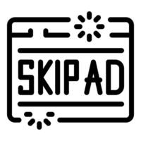Skip ad button appearing on website banner, online advertising concept vector