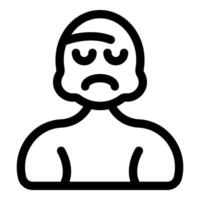 Sad person suffering from depression with closed eyes icon vector