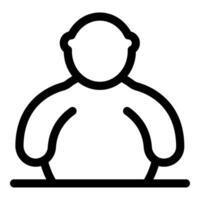 Overweight person standing behind counter with arms at side vector