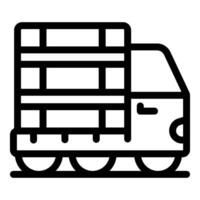 Train carrying cargo on rails for delivery vector