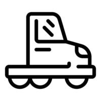 Futuristic autonomous shuttle bus driving side view line icon vector