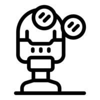 Robot looking through magnifying glass, future technology icon vector