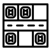 Minimalist icon showing a modern kitchen countertop with cabinets and drawers vector