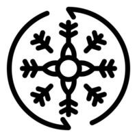 Snowflake icon symbolizing freezing temperature rotating in circle vector