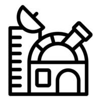 Observatory building featuring telescope and satellite antenna for space exploration vector