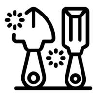 Construction tools chisel trowel loading waiting process icon vector