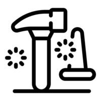 Line drawing of a hammer hitting a nail creating a loading symbol vector