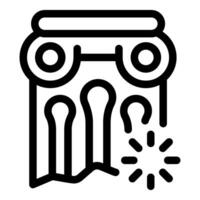 Line art icon of an ancient greek column being restored vector