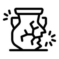Ancient clay vase breaking into many pieces icon vector