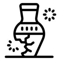Ancient clay vase experiencing time passing by breaking down vector
