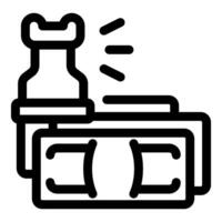 Money detector checking banknotes for counterfeiting vector