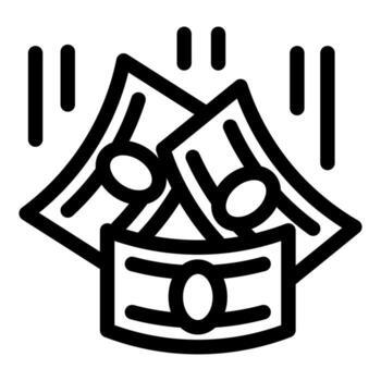 Line vector icon of money falling down, representing a decrease in cash flow