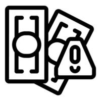 Money laundering warning icon with banknotes showing illegal finance vector