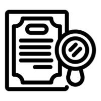 Magnifying glass examining official document for authenticity vector