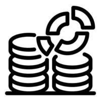 Circle chart dividing stack of coins representing business investment vector