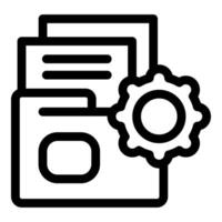 Folder with documents being processed with a cogwheel vector
