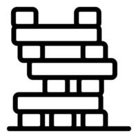 Modernist building facade with balconies line art icon vector
