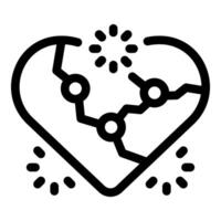 Broken heart mending with digital bandage showing love healing vector
