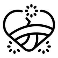 Broken heart being repaired with bandage and showing signs of healing vector