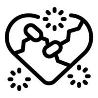 Broken heart connecting with wires showing concept of trying to fix love vector