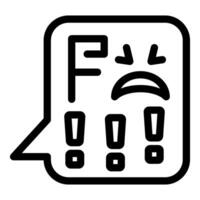 Speech bubble showing letter f with sad face for bad feedback vector