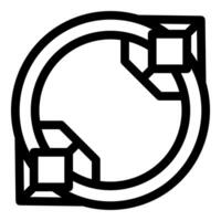 Circular arrow looping around two hexagon cubes vector