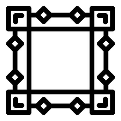 Black outline square frame featuring connected lines and diamonds