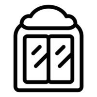 Double window with snow on top line icon, vector illustration