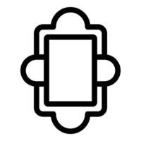 Black outline badge with circles and arcs forming a frame vector