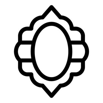 Ornamental antique empty picture frame with oval shape